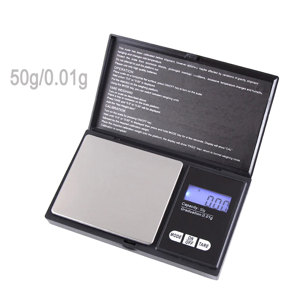 Mini Digital Scale Pocket Jewelry Silver Coin Herb Gram Balance Weight Precise, 50g x 0.01g