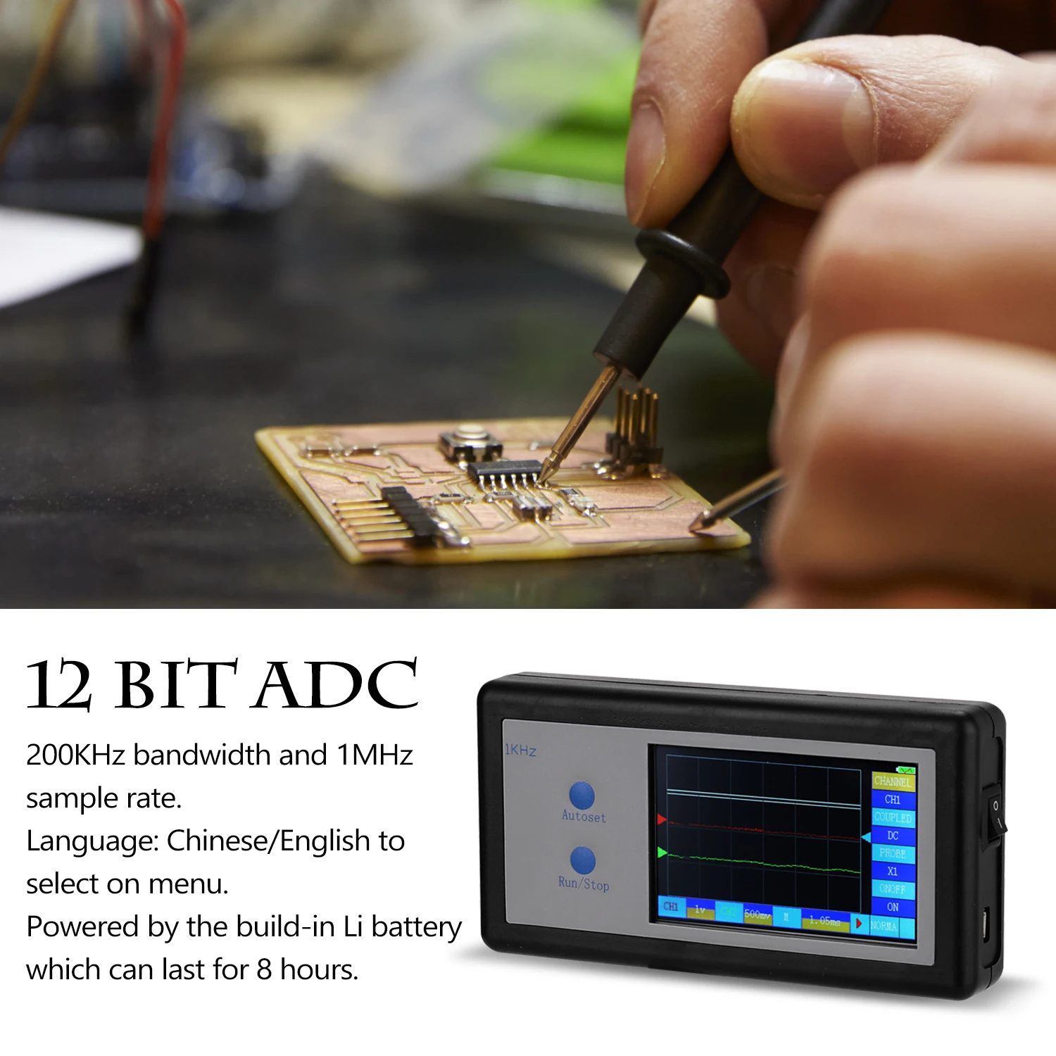 D602 200 кГц 2CH Мини Портативный Карманный ручной сенсорный ЖК дисплей цифровой