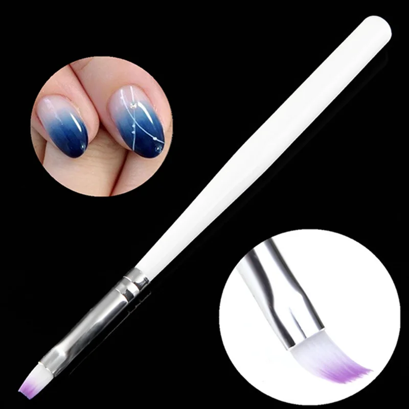 

1PC Gradient Purple Color Brush White Handle 13cm Gel Drawing Painting Brush Pen Nail Art Brush for Manicure DIY Tool