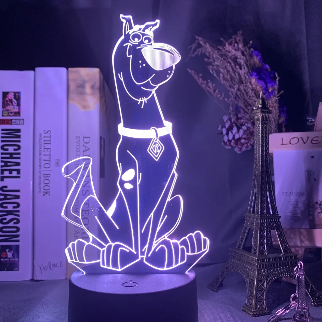 Настольная 3d лампа Милая мультяшная собака Скуби Ду рисунок детский ночной Светильник цветной сенсорный датчик детский прикроватный светодиодный ночной Светильник для спальни