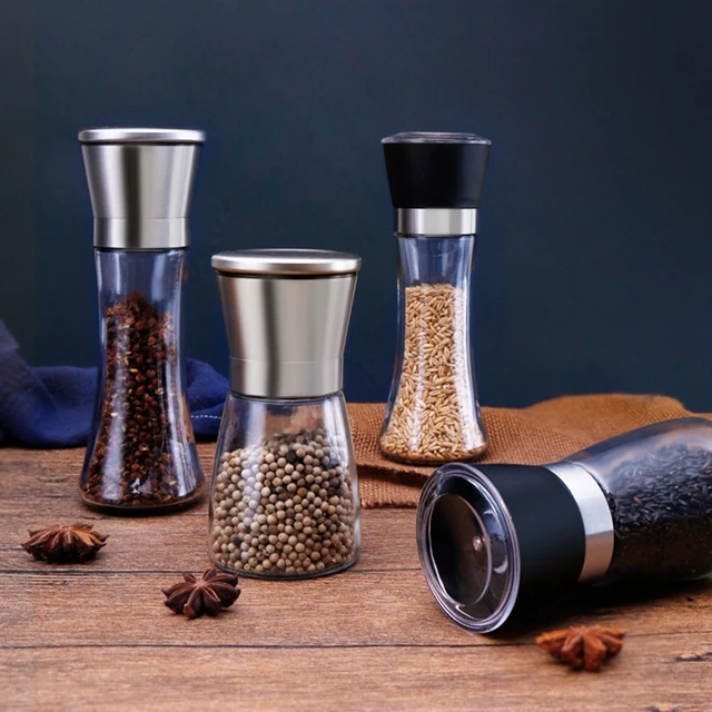 1PC Stainless Steel Spice Salt and Pepper Grinder Kitchen Portable spice  jar containers manual food herb