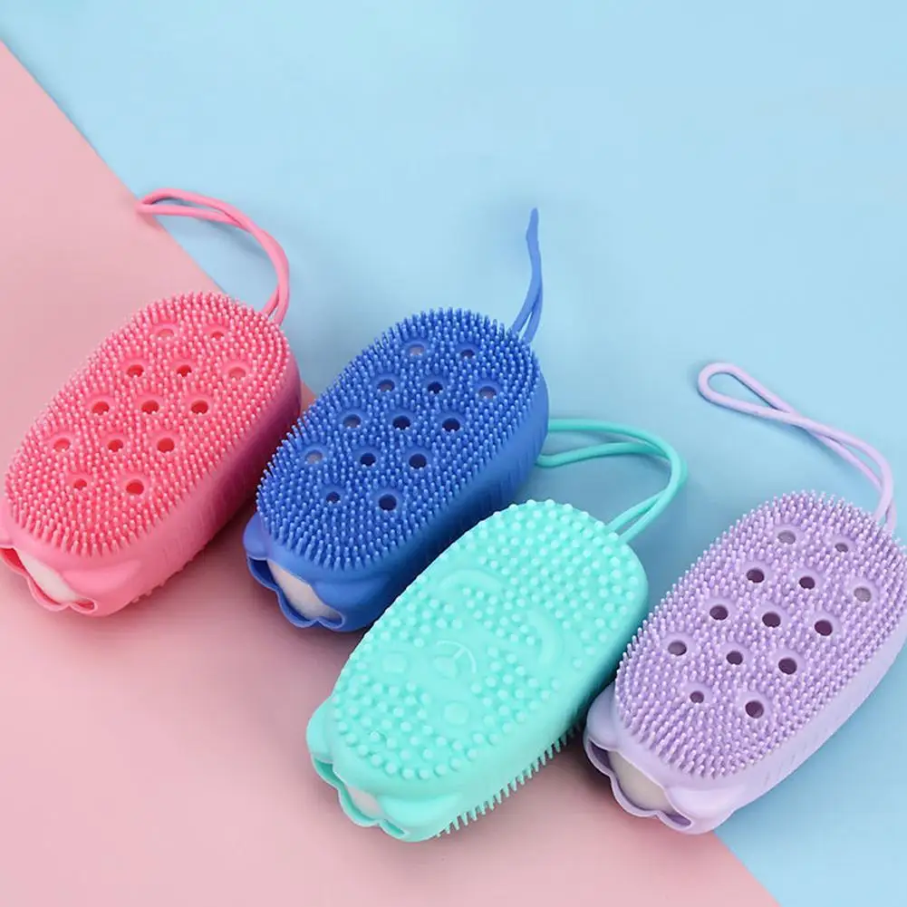 Adults Children Silicone Quick Foaming Bath Brush Towel Double-Sided Body Cleaning Massage Bubble Bathing Shower Scrubber | Дом и сад