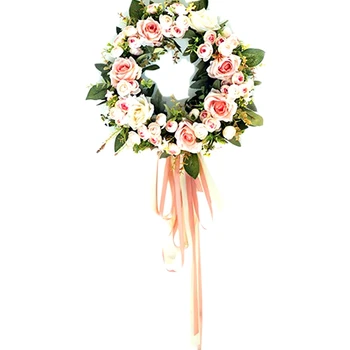 

Floral Artificial Rose Wreath Door Hanging Wall Window Decoration Wreath Holiday Festival Wedding Decor 32cm
