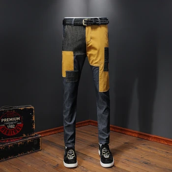 

2020 Spring Casual Men Joggers Pants Slim Fit Color Matching Splice Harem Pants Fashion Men Brand New Pantalon Hombre Trousers