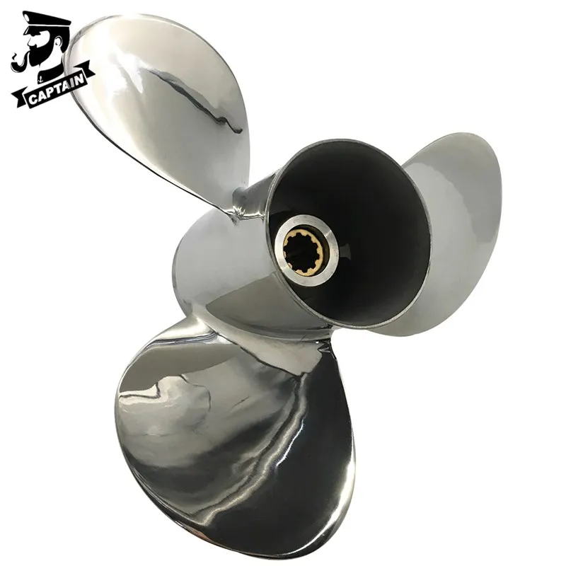 Captain Propeller 9 7/8x12 Fit Yamaha Outboard Engines F25 20HP 30 HP Stainless Steel 10 Tooth Spline RH 664-45954-00-EL