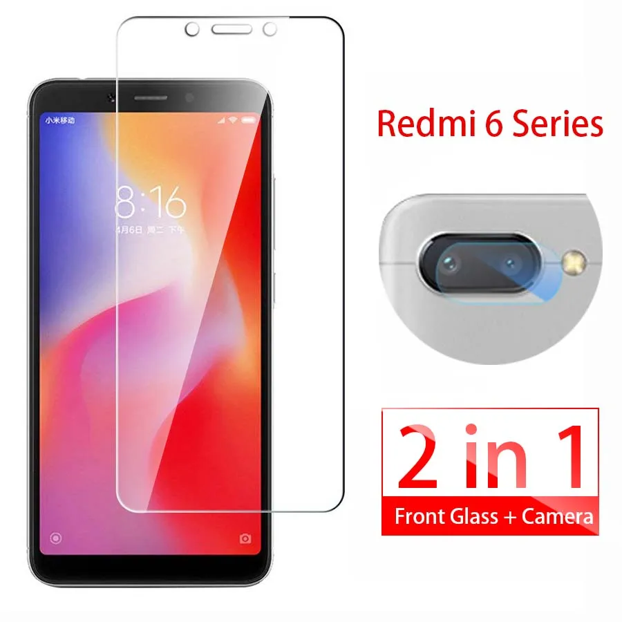 

2 in 1 Tempered Glass for xiaomi redmi 6a Screen Protector redmi 6 pro Camera lens film redmi6 a redmi6a 6pro protective glass