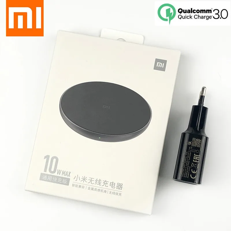 Оригинальное Беспроводное зарядное устройство Xiaomi 10 Вт Qi QC3.0 адаптер для быстрой