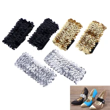 1 пара, разные цвета, женские нескользящие модные эластичные шнурки с блестками