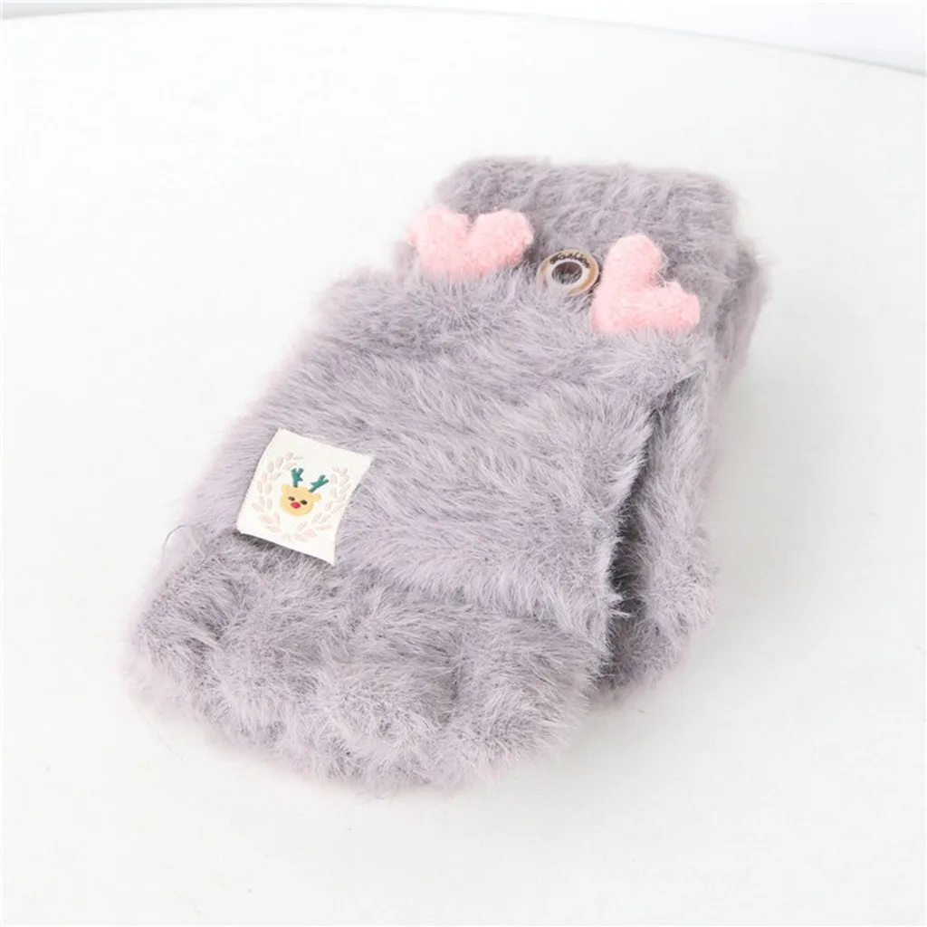 Флисовые варежки для малышей детей зимняя теплые вязаные с откидной крышкой