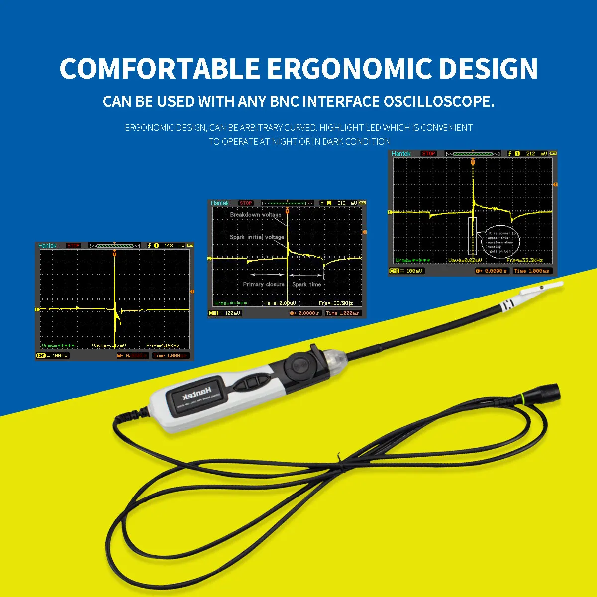 Ignition waveform of automobile engine Hantek HT25COP with oscilloscope