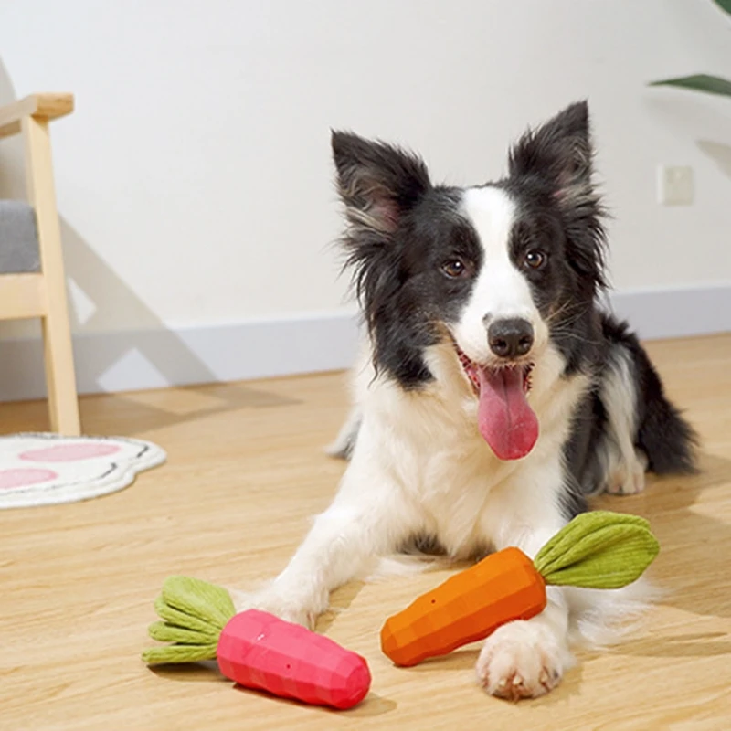 Squeak Dog Toys Soft Rubber Chew Balls 8" Carrot Shape Squeeze with Squeaker for Medium & Small Breed 2 Colors | Дом и сад