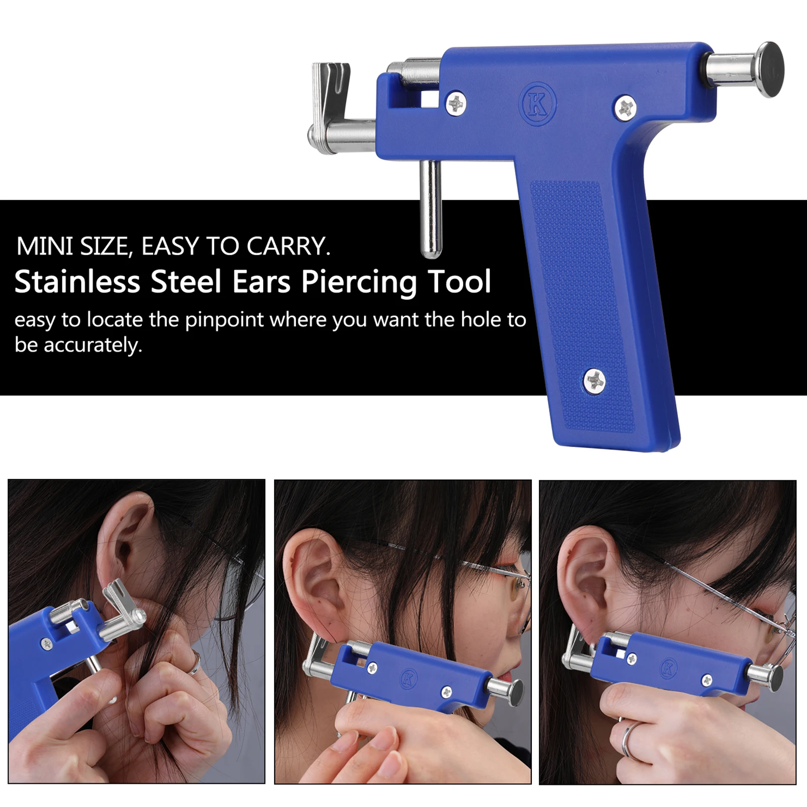 Ear Nose Body Navel Piercing Gun With Ears Studs Tool Kit No Pain Safe