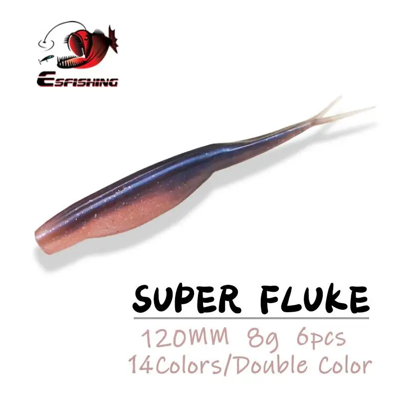 ESFISHING приманки мягкие супер Fluk 120 мм 8 г 6 шт. рыболовные аксессуары снасти|fishing