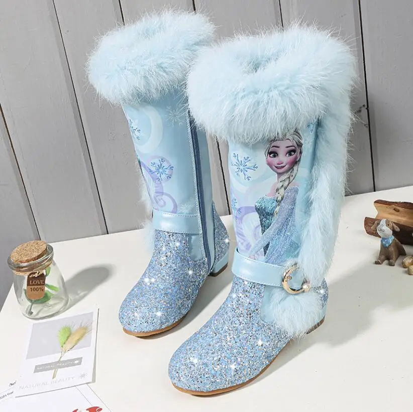 

4-13 Years Old Children princess high boots new winter girls boots Children's over the knee boots for girls snow shoes pink blue