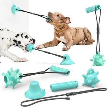 

Dog Molar Bite Toy Dog Chew Toy Dog Rope Pull Interactive Toy with Suction Cup for Pulling Chewing Teeth Cleaning 4 in 1