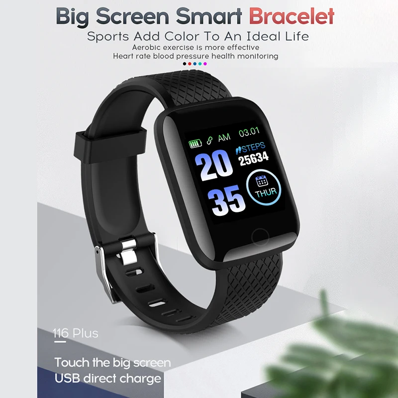 

116 PLUS Smart Bracelet Blood Pressure Measurement Waterproof Fitness Tracker Heart Rate Monitor Pedometer Smart Band Women Men