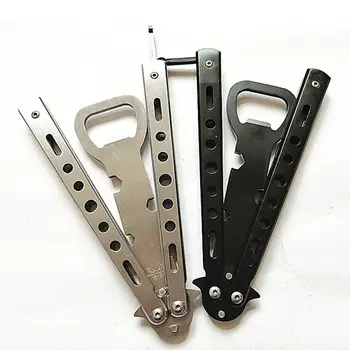 

Training Folding Knife Butterfly in Knife Dull Blade No Edge Practice Tools Practice Butterfly knife Bottle Opener