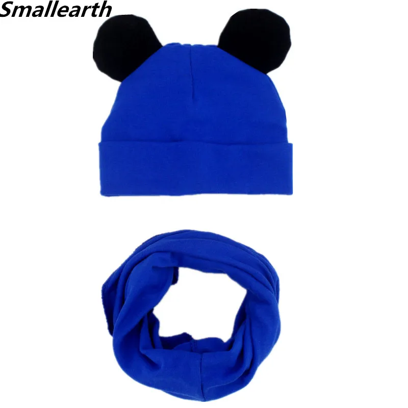 New Autumn Winter Children Hat Scarf Set Baby Cute Ears Caps Beanies Boys Girl Cotton Cap Scarf Sets Kid Hats Collar Photo Props