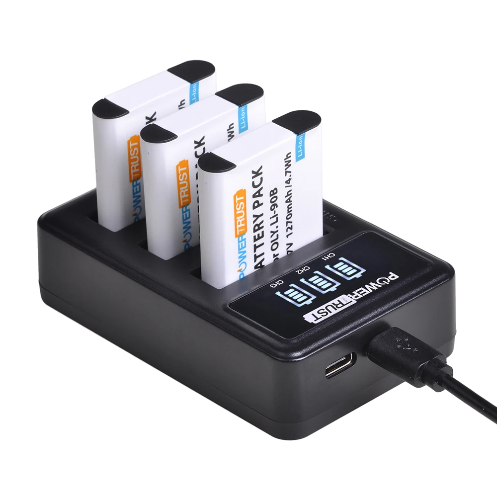 4x LI-90B LI 90B LI-92B Li90B Battery and Charger for Olympus Tough TG-6 TG-5 TG-Tracker SH-1 SH-2 SP-100 IHS Tough TG-1 TG-2