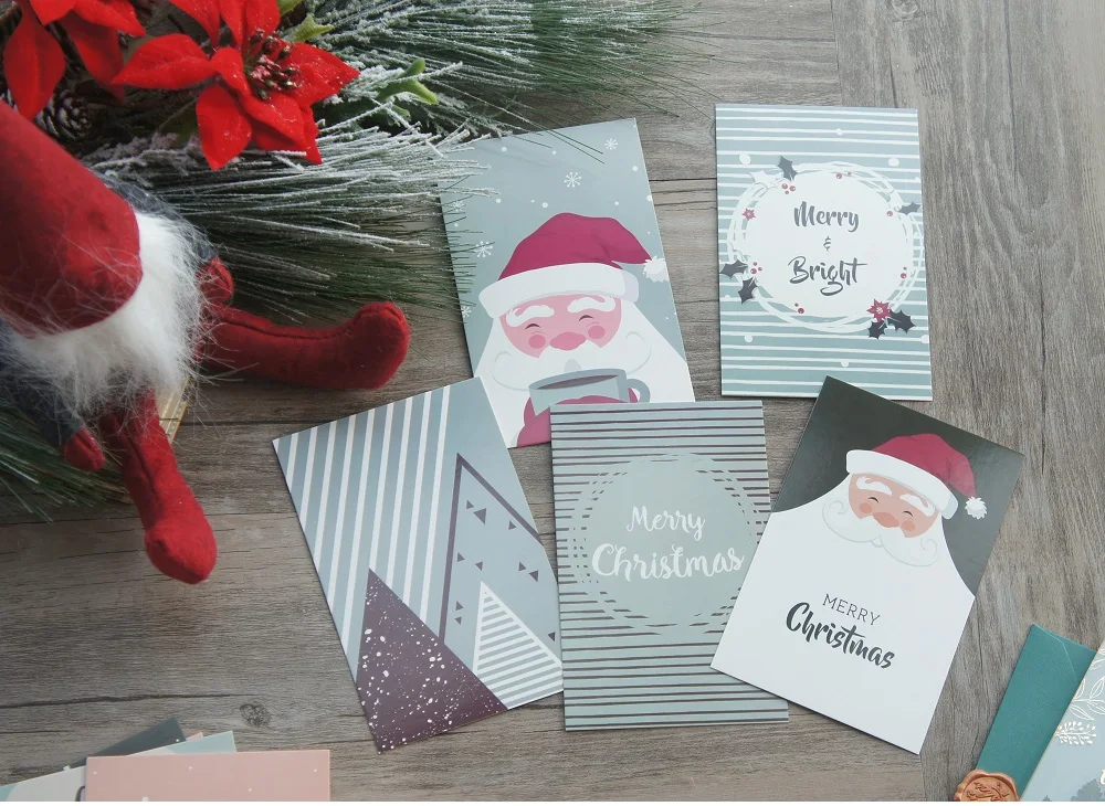 10pcs Christmas Winter Forest Style Card As Scrapbooking Party Invitation DIY Decoration Gift Card Message Card Postcard