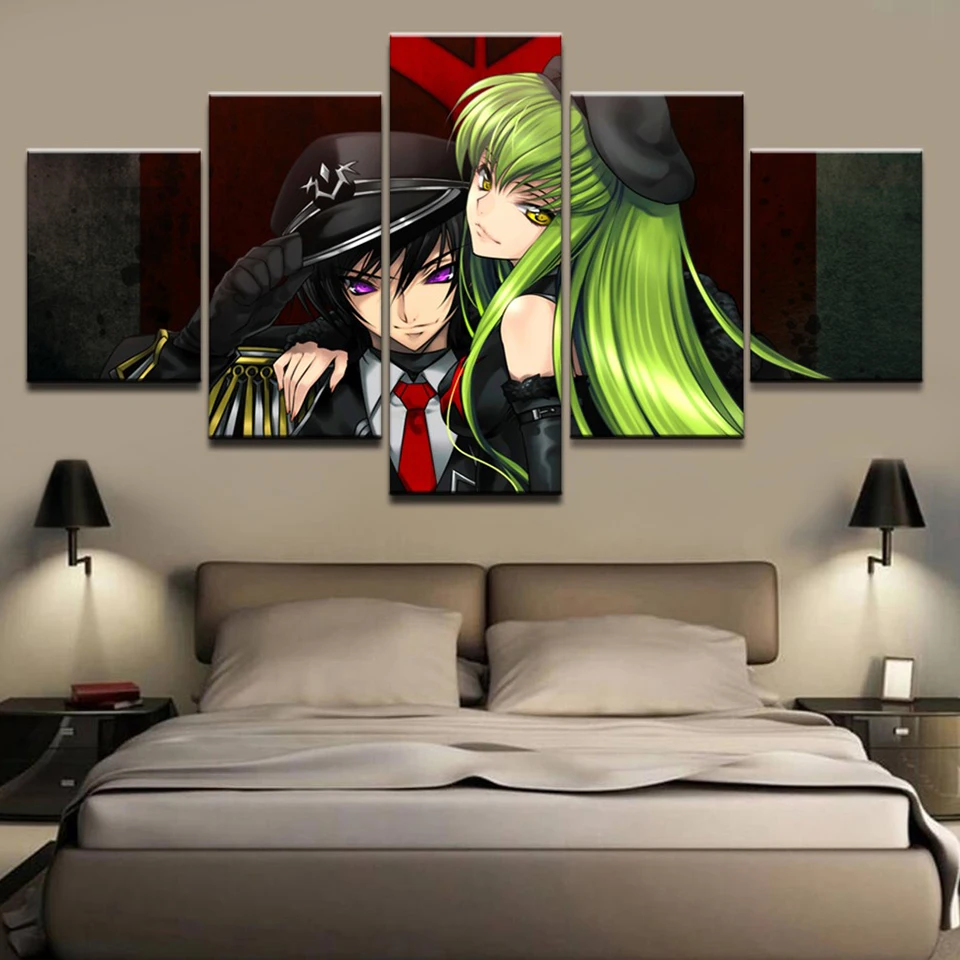 Hd Home Decoration Canvas Painting 5 Pieces Code Geass Pictures Wall Art Prints Modular Anime Modern Poster For Living Room | Дом и сад