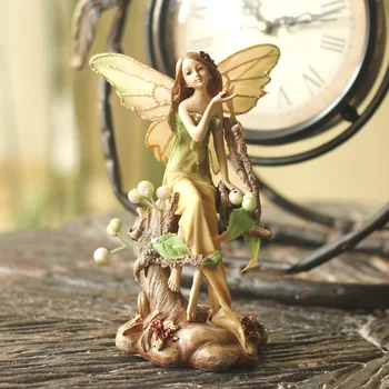 

Angel Figurine Miniature Fairy Garden Ornament Butterfly Elf Angel Girl Sitting On A Wilted Branch Christmas Decor For Home Gift