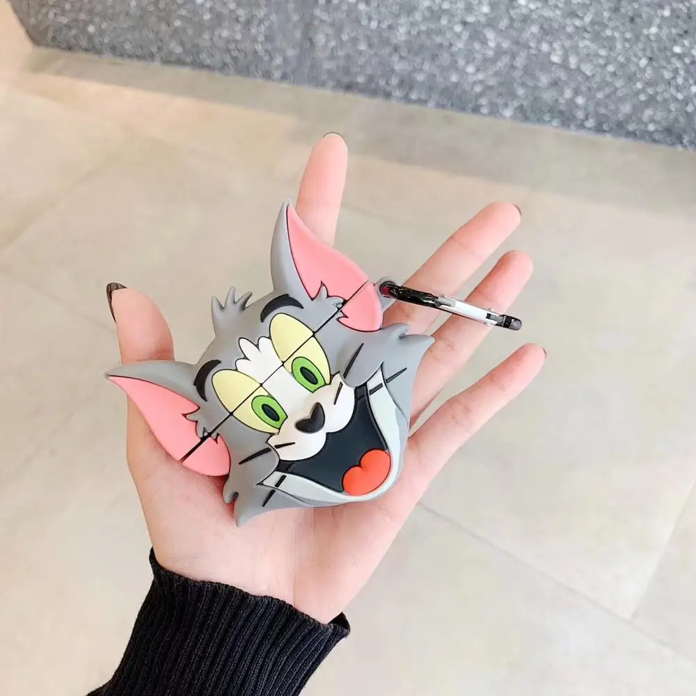 Классический 3D милый мультфильм Том Кот Джерри мышь Силиконовая Защита наушники аксессуары чехол s для Apple Airpods 1/2 чехол - Цвет: Tom