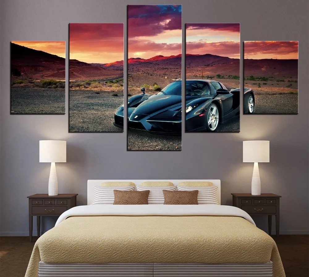 5 шт. плакаты на холсте с изображением Спортивного Автомобиля Ferrari Enzo и Sunset | Дом