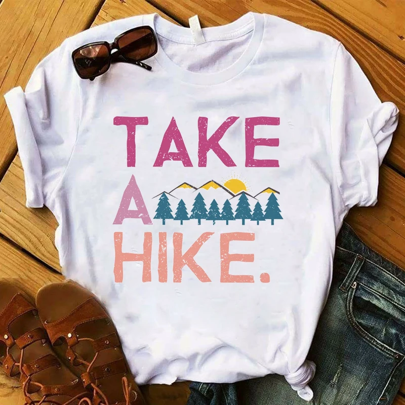 Модная женская футболка с надписью Adventure Camper Take A Hike Графический Топ одежда |