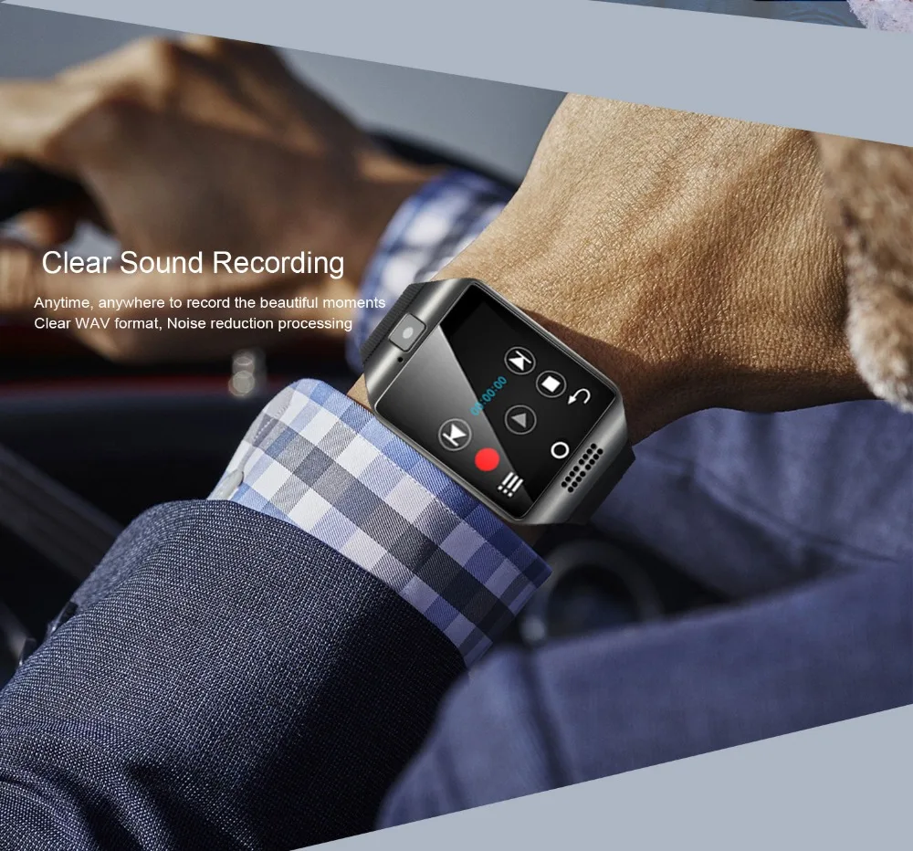 Q18 Bluetooth Смарт часы для мужчин с сенсорным экраном большая батарея поддержка TF sim-карты камера для Android телефон Smartwatch