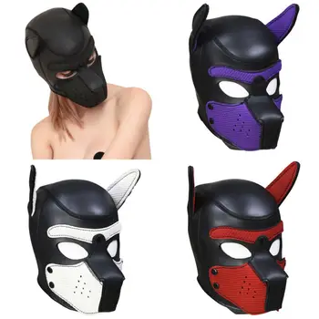 

Sexy Cosplay Role Play Dog Full Head Mask Soft Padded Latex Rubber Puppy And Ears