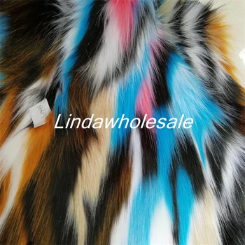 

Jacquard plush multicolor fox fur rainbow plush cloth,fabrics for patchwork,170cm*90cm(one yard)/pcs