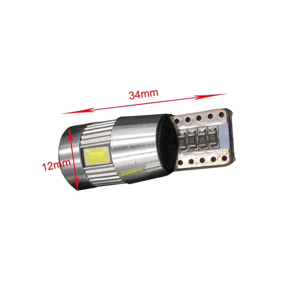Светодиодная автомобильная лампа высокой мощности 6X T10 w5w t10 6smd 10smd 5630 5w5 12 В белая