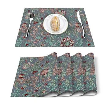 

Flower Vine Retro Placemat for Dining Table Non-slip and Heat-insulating Table Mat Table Decoration