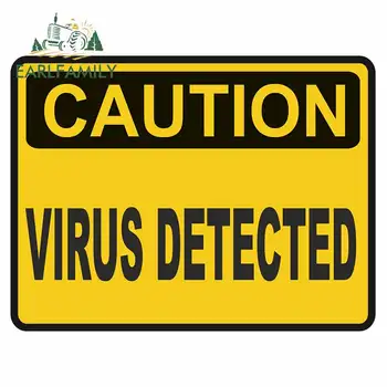 

EARLFAMILY 13cm x 9.8cm Caution Virus Detected Decal JDM Auto Motorcycle Decor Car Sticker Waterproof Graphics