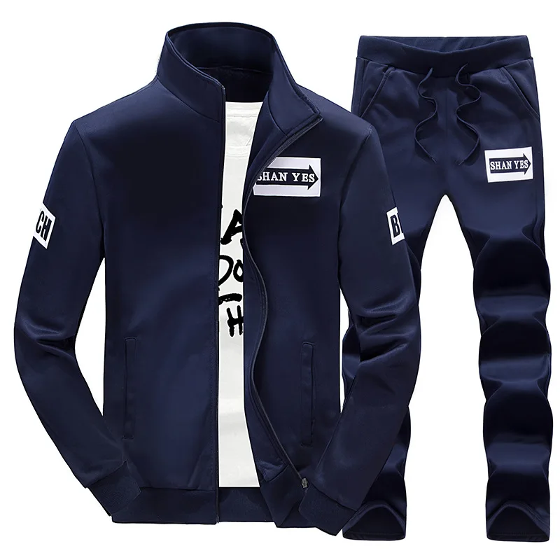 

2018 Autumn New Style Casual Men'S Wear Stand Collar Cardigan Casual Pants Two-Piece Set Sports Printed Letter Set Men's