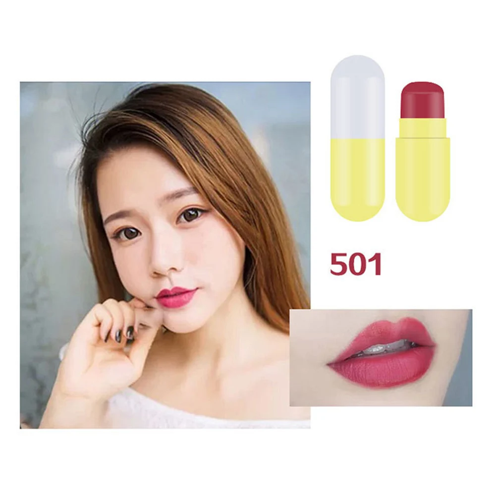 Mini Capsule Sexy Waterproof Long Lasting Moisturizing Lipstick Women Cosmetics Mini capsule design, unique and easy to carry.