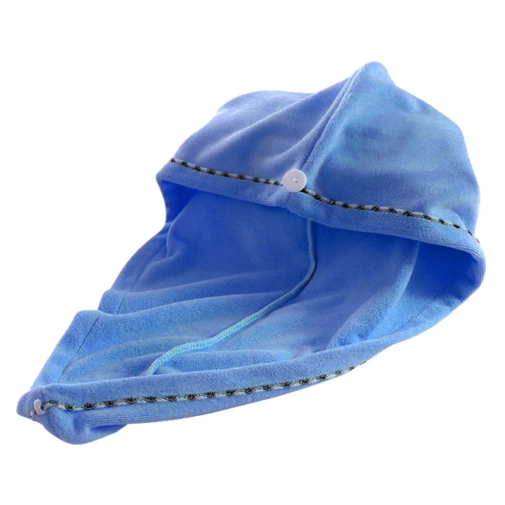 Микрофибра воды абсорбент быстросохнущая обертывание волос шляпа душ для купания полотенце крышка - Цвет: Dark Blue