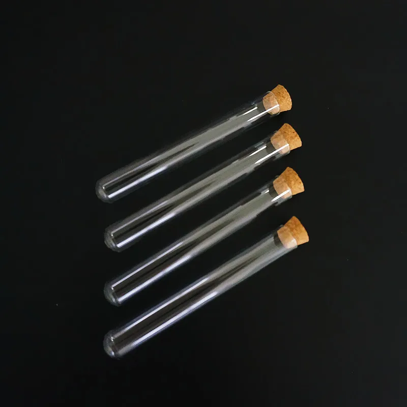 Lab Glass Supplies 12pcs/lot U-shape Clear Glass test tubes with cork stopper Length 75/100/150/180mm for Labs/schools
