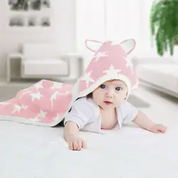 Детское Пеленальное Одеяло, Детские спальные мешки с капюшоном, вязаные звезды, милый дизайн ушей, конверт для новорожденного одеяло