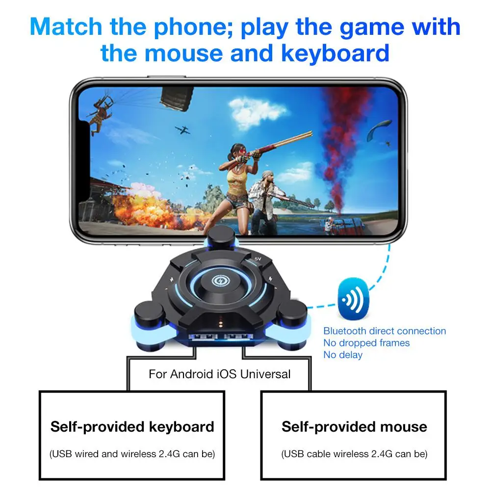 W8 Проводная игровая клавиатура мышь адаптер Bluetooth 4,0 беспроводной конвертер для iPhone/Android телефонов