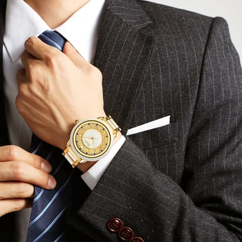 

GEZFEEL new AUTOMATIC MECHANICAL WATCH MILKY WHITE MEN'S WATERPROOF WATCHES JADE STAINLESS STEEL STRAP SURFACE CLASSIC RELIEF