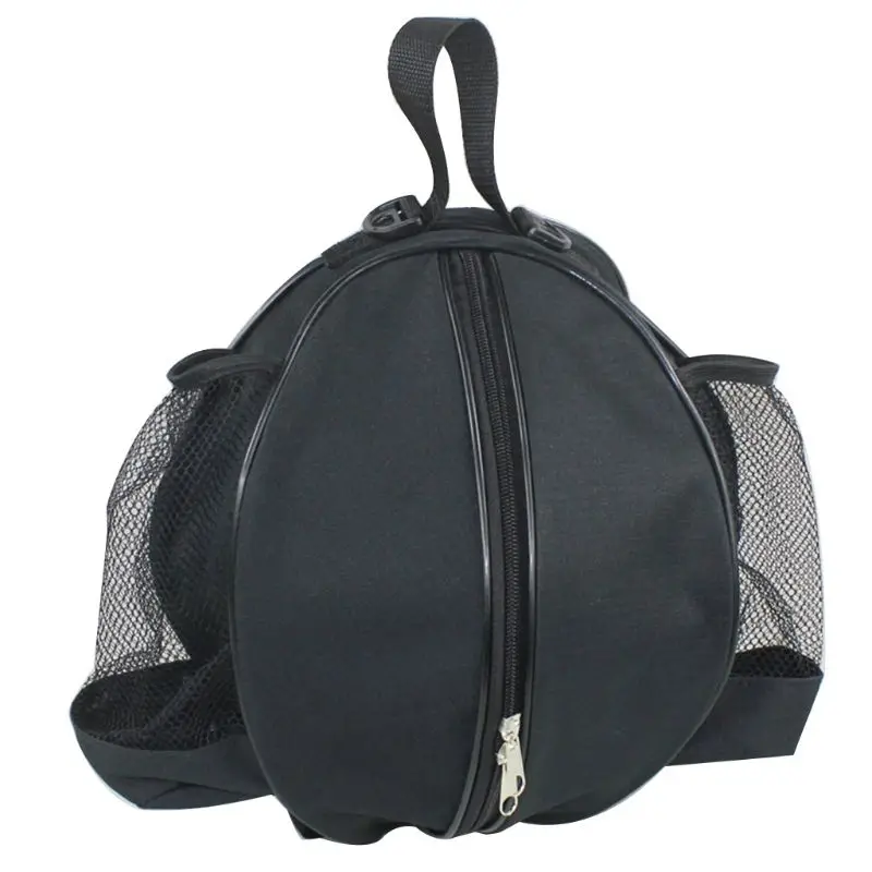 Универсальная спортивная сумка баскетбольный футбольный рюкзак для волейбола Сумка круглая форма регулируемый плечевой ремень - Цвет: Black