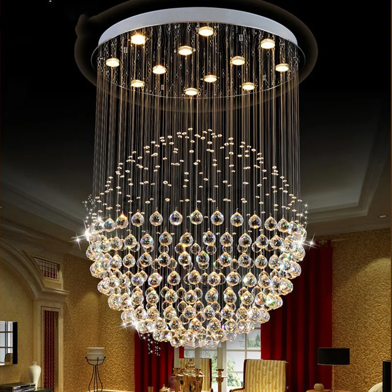 

Round Chandelier Living room Bedroom Staircase Chandelier Drop Lamp K9 crystal Luxury Design Crystal Ball Chandeler Lighting
