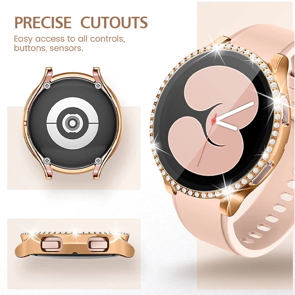 Screen Protector Case For Samsung Galaxy Watch 4, Shock-Proof Bumper Crystal Diamond Full Cover for Galaxy Watch 4 40MM 44MM