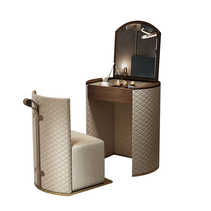

Makeup Vanity PU Leather Modern Simple Design Bedroom Furniture Sectional Dressing Table Chair