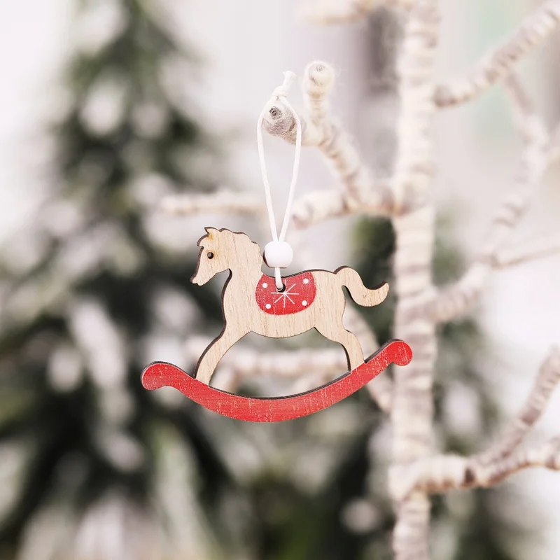 3 шт./компл. Рождественская елка кулон креативные поделки роспись деревянная лошадь олень Рождественские украшения для дома