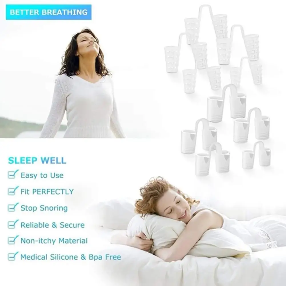 8PCS Silicone Snoring Device Mini Snoring Nose Clip Anti snoring Device with 4 Sizes 2