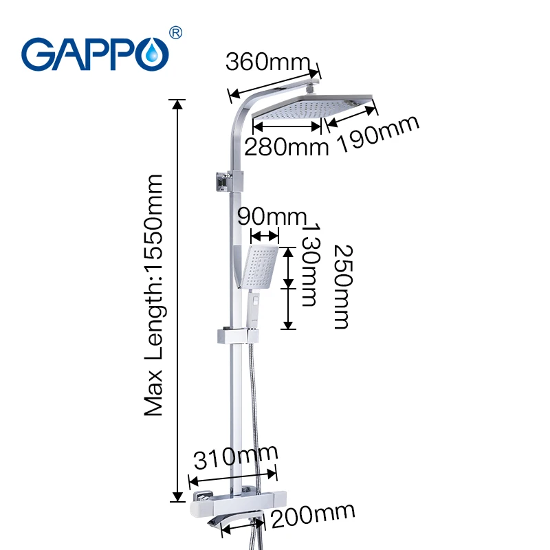 GAPPO Душевая система термостатический смеситель для ванной комнаты белый хром термостатический смеситель настенный дождевой душевой набор