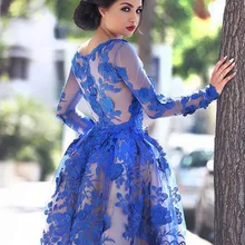 3D Цветочные кружевные платья для возвращения домой по колено с длинным рукавом, на молнии сзади торжественное платье